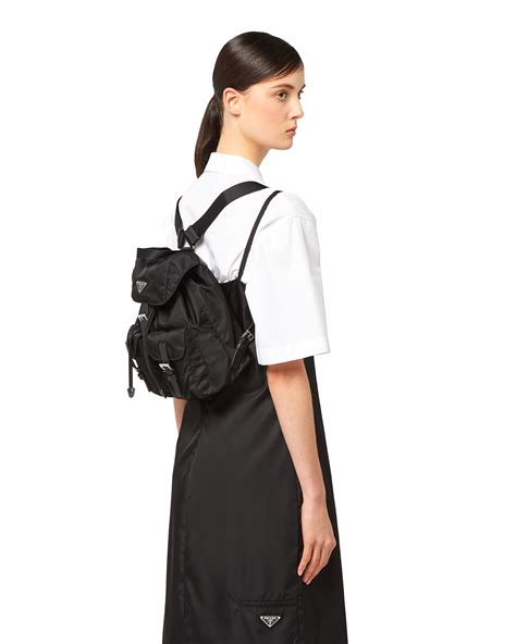 prada nylon small backpack women black|prada nylon backpack large.